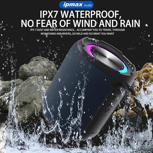 SK07 Bluetooth Portable Speaker IPX7 Waterproof Deep Bass Hi-Res Surround Sound Deep Bass 40W RGB LED TF/USB/TWS Pairing 10hrs Smartphone Audio