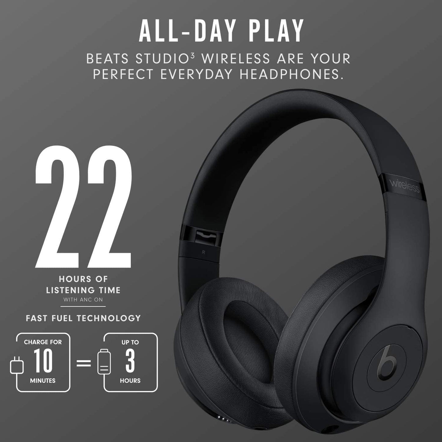 Beats Studio3 Wireless Over‑Ear Headphones – Matte Black