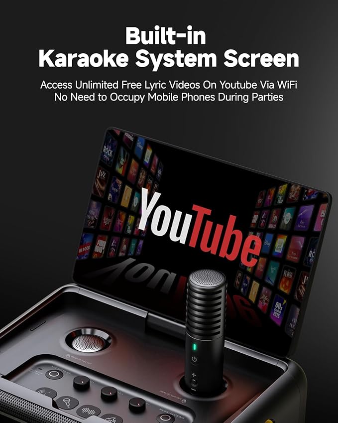 Break X2 Smart Karaoke Machine - with Lyrics Display, 64GB Karaoke Tablet, 2 Wireless Mics, Professional Karaoke System, 600W Peak Power, 4 DJ Lights, Karaoke Speaker for Any Occasion