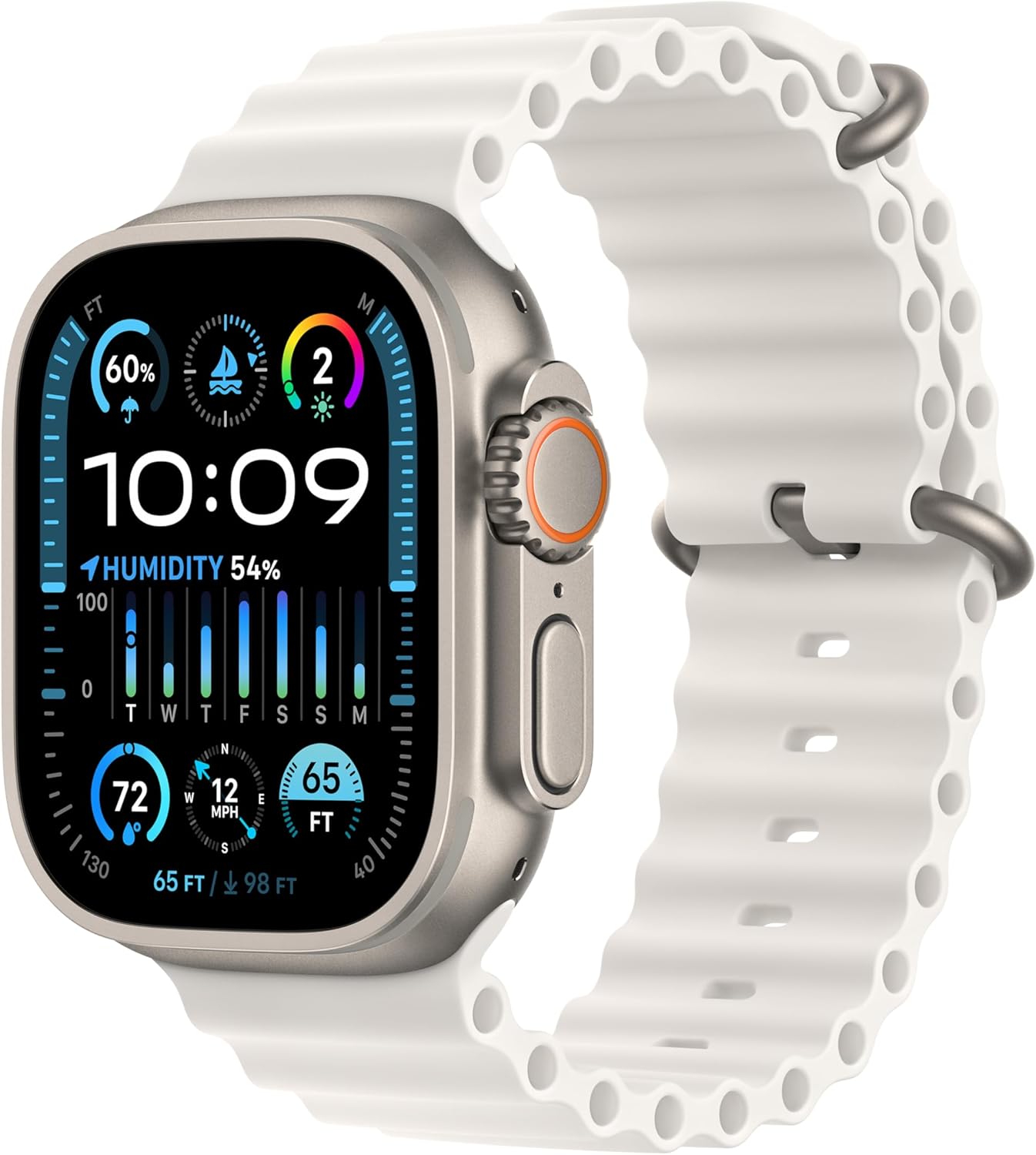 Apple Watch Ultra 2 GPS + Cellular 49mm Titanium Case with White Ocean Band – Titanium MREJ3