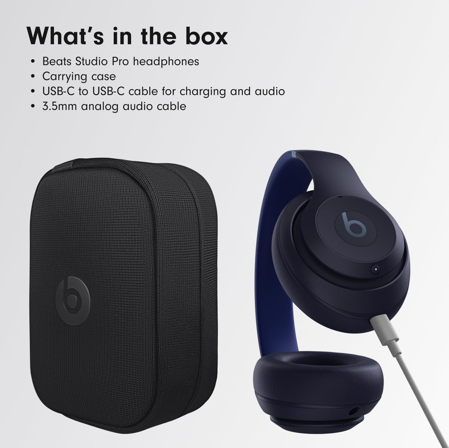 Beats Studio Pro Wireless Bluetooth Over Ear Noise Cancelling Headphones MQTQ3 – Navy