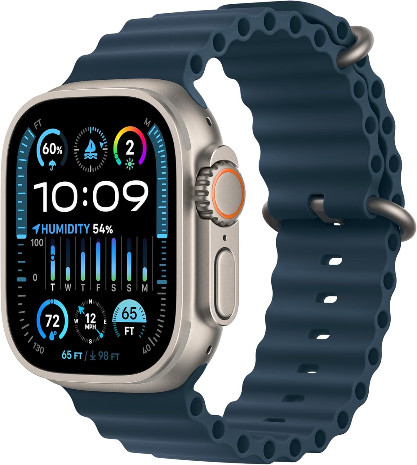 Apple Watch Ultra 2 GPS + Cellular 49mm Titanium Case with Blue Ocean Band – Titanium MREG3