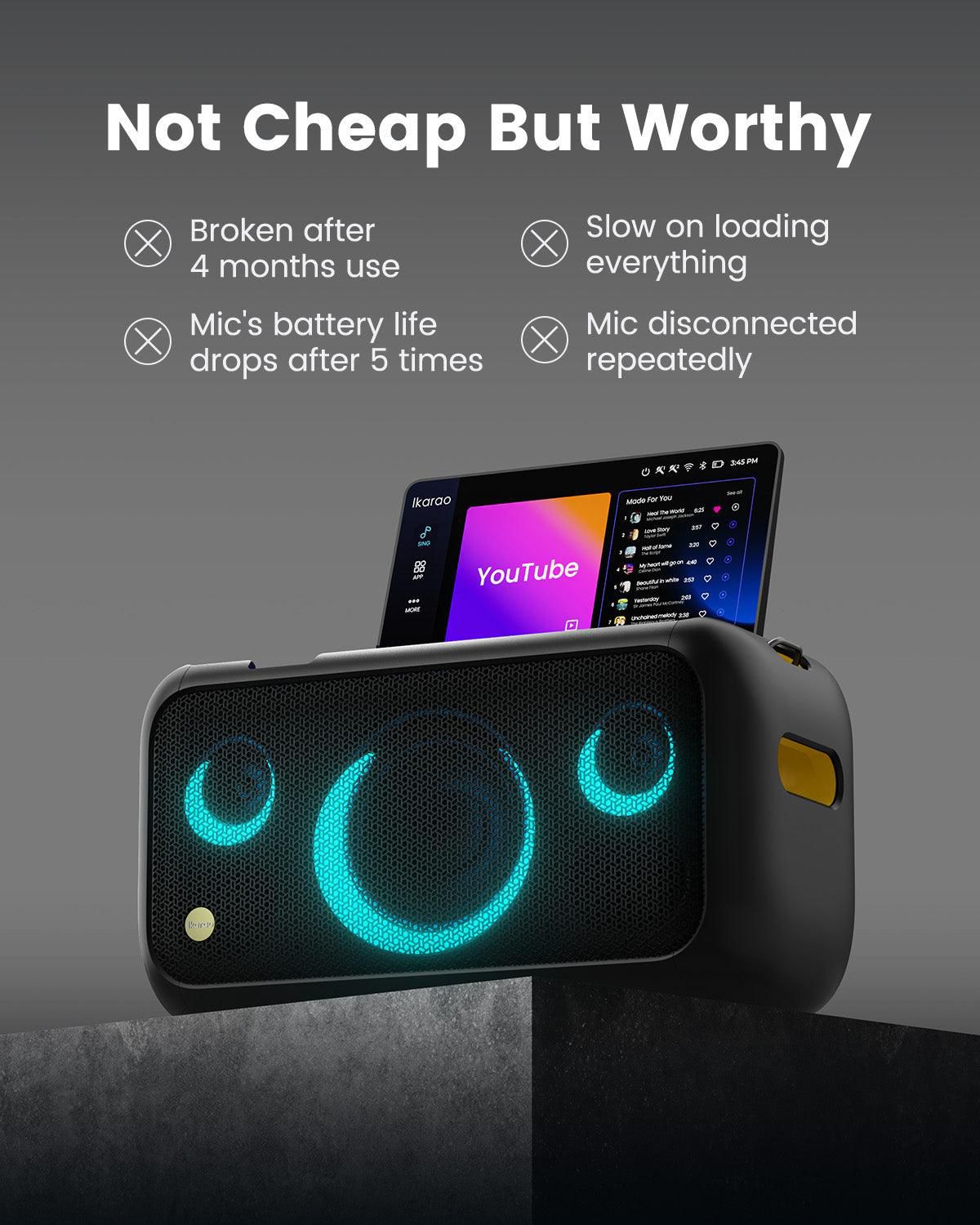 Break X1  Smart Karaoke Machine with Lyrics Display, Built-in 13.3" Screen, Truly All in One Karaoke Machine with 2 Wireless Microphone , 800W Bluetooth Speaker for Party, TV