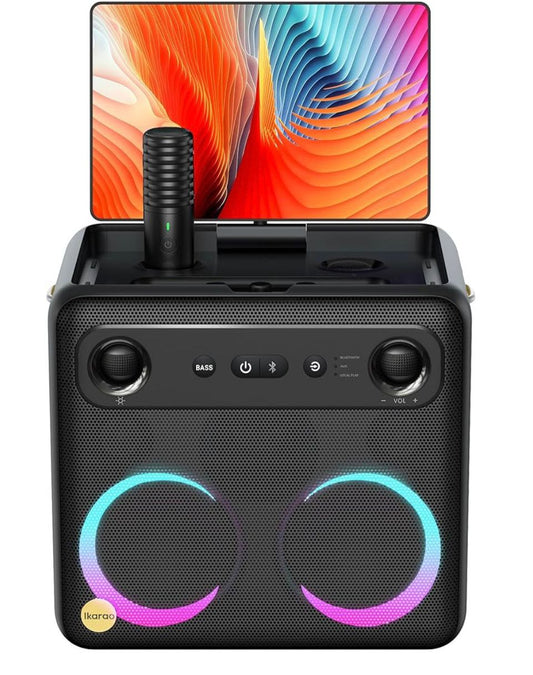 Break X2 Smart Karaoke Machine - with Lyrics Display, 64GB Karaoke Tablet, 2 Wireless Mics, Professional Karaoke System, 600W Peak Power, 4 DJ Lights, Karaoke Speaker for Any Occasion