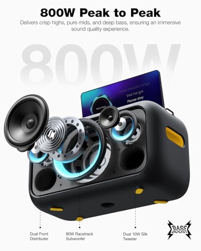 Break X1  Smart Karaoke Machine with Lyrics Display, Built-in 13.3" Screen, Truly All in One Karaoke Machine with 2 Wireless Microphone , 800W Bluetooth Speaker for Party, TV